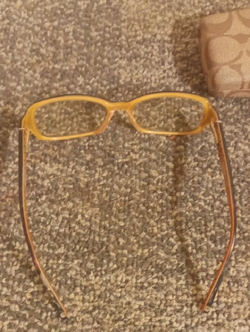 Coach Blossom Brown Rectangular Reading Glasses with Signature Pattern Case